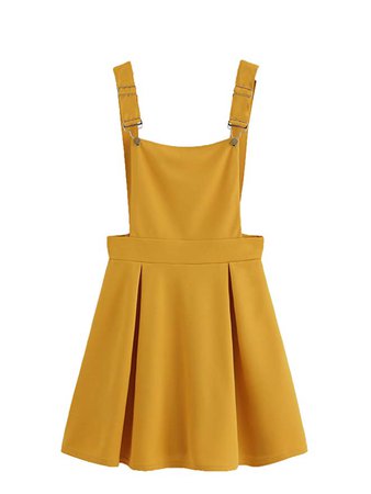 Romwe Women's Overall Pinafore Dress Yellow