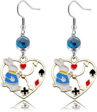 Amazon.com: Alice in Wonderland Jewelry Alice Rabbit Heart Earrings Alice Earrings Alice Inspired Gift Alice Gift for Women (Rabbit Heart Ear.): Clothing, Shoes & Jewelry