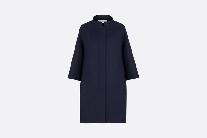 Navy Blue Felted Wool Coat - Ready-to-wear - Women's Fashion | DIOR