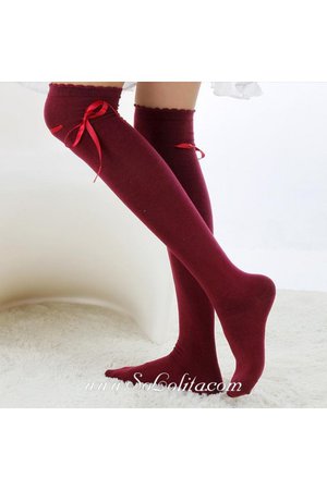 Cute Sweety Pop Red Wine Bow Lolita Knee Stockings,Cheap Cute Sweety Pop Red Wine Bow Lolita Knee Stockings Sale Online.Cheap Lolita Dresses-Lolita Dresses Online