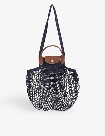 LONGCHAMP - Le Pliage Filet cotton and leather tote bag | Selfridges.com