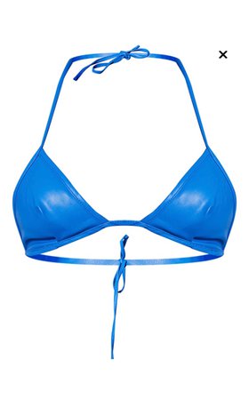 Blue leather bra top