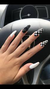 black and white checkered nails - Google Search
