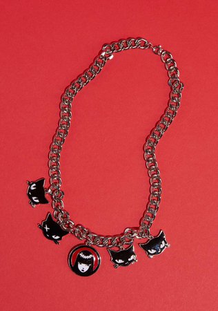 Dolls Kill X Emily The Strange Cat Charm Chain Necklace - Silver