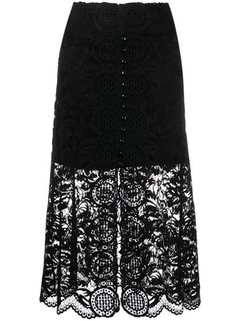 Paco Rabanne Buttoned Lace Skirt - Farfetch