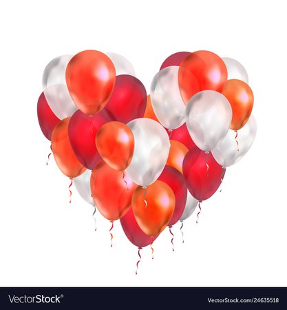 Luxury balloons in red and white colours in heart Vector Image