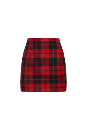 Alessandra Rich Wool Tartan Mini Skirt