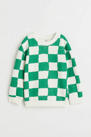 H&M green checkered sweatshirt