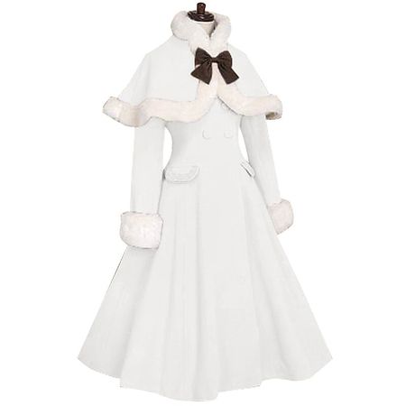 Sweet Classic Lolita Winter Overcoat Faux Fur White Cape Shawl Outerwear Coats Customized Size 2023 - US $129.99