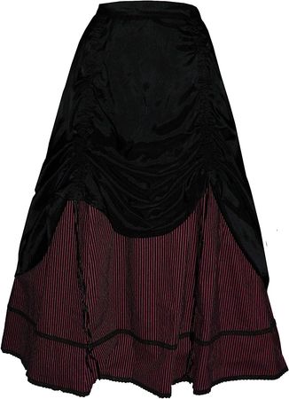 Funhouse Victorian Valentine Steampunk Gothic Civil War Striped Women's & Skirt (Black/Burgundy, M/L) at Amazon Women’s Clothing store