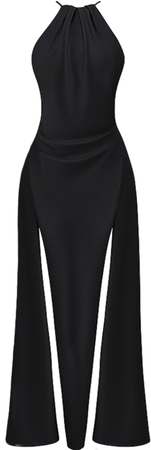 Black double slit maxi dress