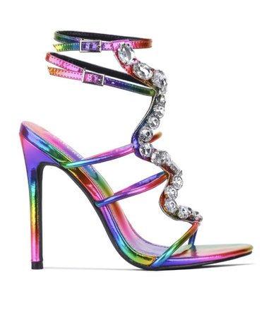 Rainbow Holographic Diamond Studded Heel
