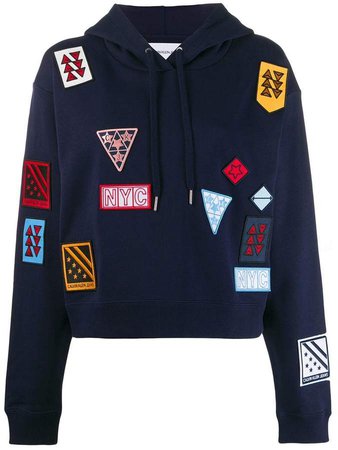 multi-badges cropped hoodie