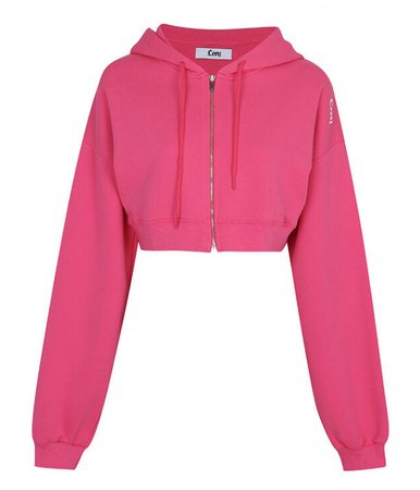 leey crop zip up hoodie pink