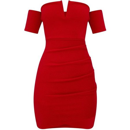 Red Off Shoulder Bodycon Dress