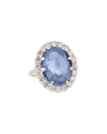 Andreoli 18k White Gold Sapphire & Diamond Ring