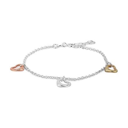 Amazon.com: Sterling Silver Rose Gold Heart Tag Bracelet, 7.5": Jewelry