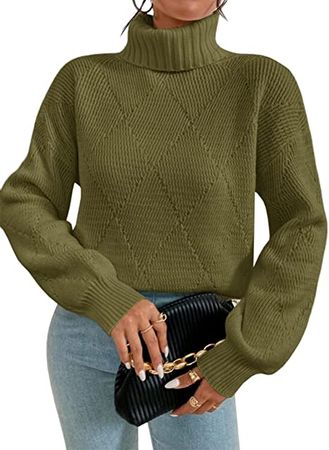 Amazon.com: Jeemery Women's Casual Turtleneck Knit Pullover Sweater Oversize Long Sleeve Pullover Tops : Clothing, Shoes & Jewelry