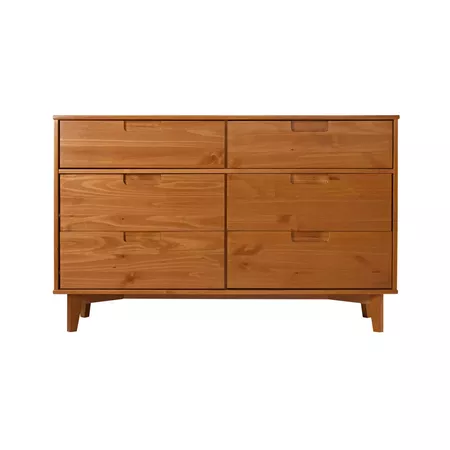 Mid-Century Modern Classic Wood 6 Drawer Groove Dresser - Saracina Home