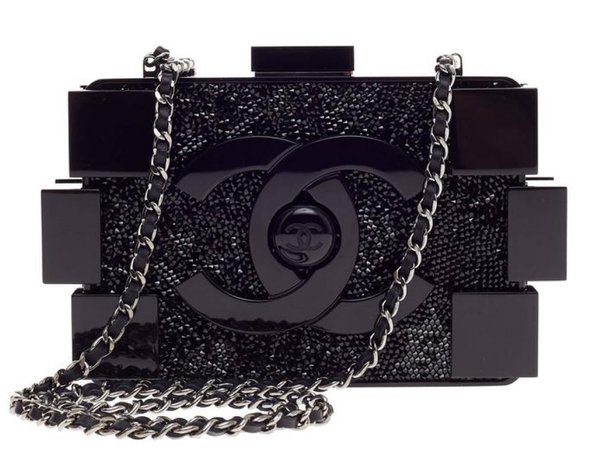 black Chanel LEGO clutch bag
