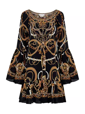 Shop Camilla Abstract-Print Silk A-Line Minidress | Saks Fifth Avenue