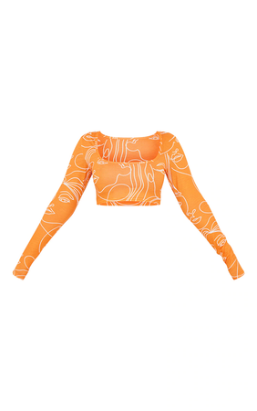 orange long sleeve crop top
