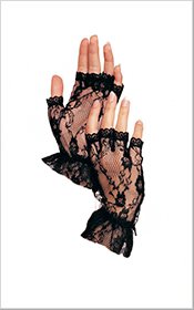 Wrist Length Fingerless Black Lace Gloves - Black Lace Gloves - Victorian Lace Gloves - Black Fingerless Colonial Gloves