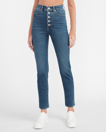 Super High Waisted Supersoft Button Fly Slim Jeans
