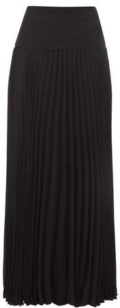 Pleated Silk Crepe Skirt - Womens - Black