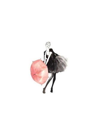 rain fashion umbrella illustration png filler black pink
