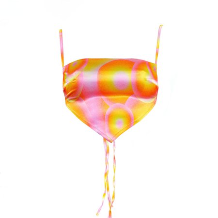 Albufeira Handkerchief Backless Crop Top In Orange Swirl | Elsie & Fred | Wolf & Badger