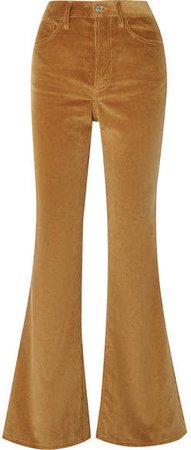 70s Ultra High-rise Cotton-corduroy Flared Pants - Camel