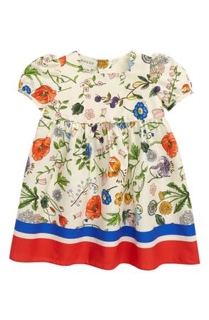 Gucci Floral Puff Sleeve Cotton Dress (Baby) | Nordstrom