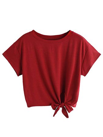 SweatyRocks Women's Loose Short Sleeve Summer Crop T-Shirt Tops Blouse at Amazon Women’s Clothing store: