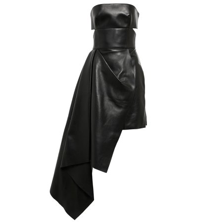 Alexander McQueen - Asymmetric leather minidress | Mytheresa