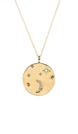 gorjana Luna Coin Pendant Necklace in White Opalite, White CZ & Gold | REVOLVE