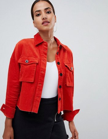 PrettyLittleThing | PrettyLittleThing cord jacket in red