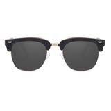 Retro Dark Half Wood Sunglasses for Men/Women Mirrored lens, UV400, Model: 036 – FreshForPandas