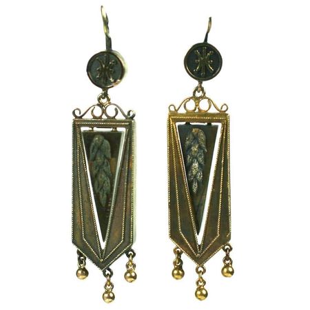 Articulated Victorian Gold Wheat Earrings For Sale at 1stDibs