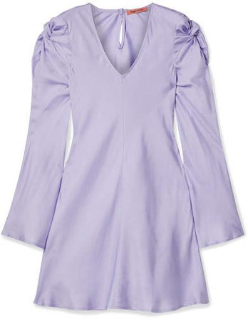 Just In Time Knotted Silk-satin Mini Dress - Lilac