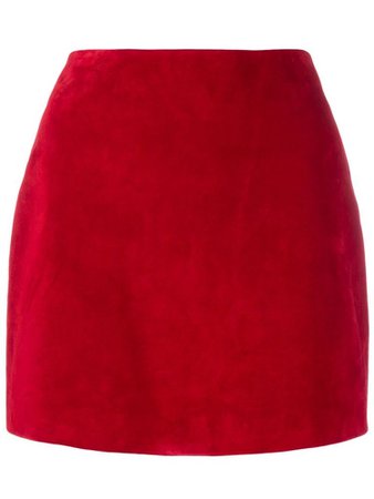 SAINT LAURENT  Saint Laurent Suede Mini Skirt - Red