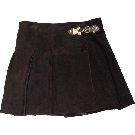 black pleated miniskirt w/ silver clasp
