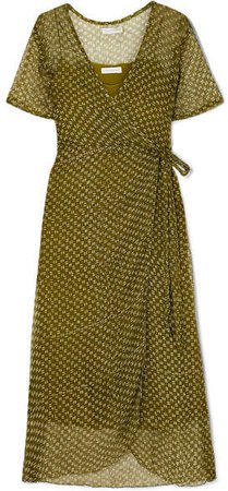 Cloe Cassandro - Kimi Printed Silk-crepon Wrap Dress - Sage green