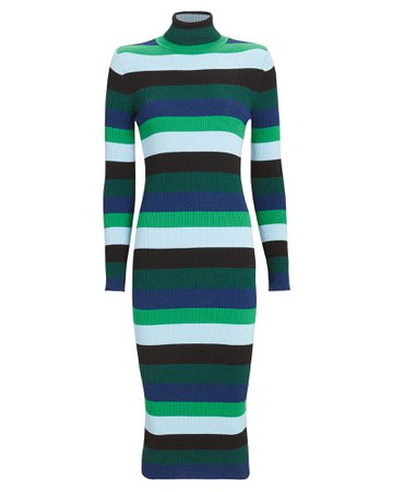 STAUD Lisa Striped Knit Midi Dress | INTERMIX®