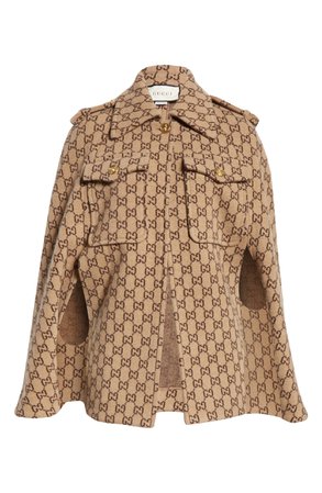 Gucci Double G Monogram Wool Cape | Nordstrom