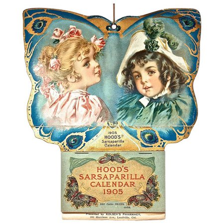 HOOD’S 1905 Sarsaparilla Calendar - Artwork by Maud Humphrey : DejaVu a Deux | Ruby Lane