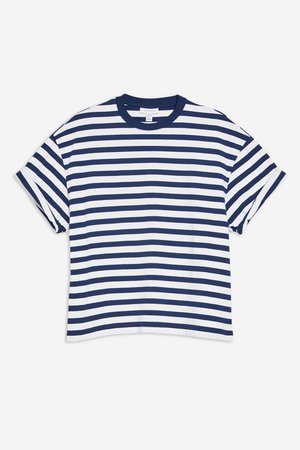 Stripe Roll Sleeve T-Shirt - T-Shirts - Clothing - Topshop