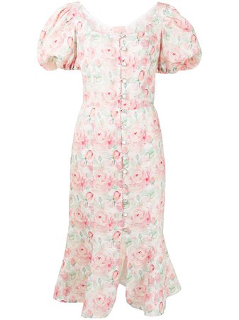 LIYA Floral Print Flared Dress - Farfetch