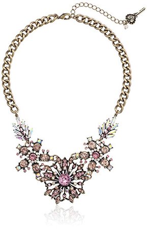 Amazon.com: Betsey Johnson Women's Vintage Pink Flower Frontal Necklace Pink Multi Pendant Necklace: Gateway