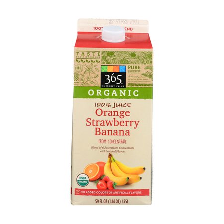 Organic 100% Orange Strawberry Banana Juice, 59 FL OZ, 365 Everyday Value® | Whole Foods Market